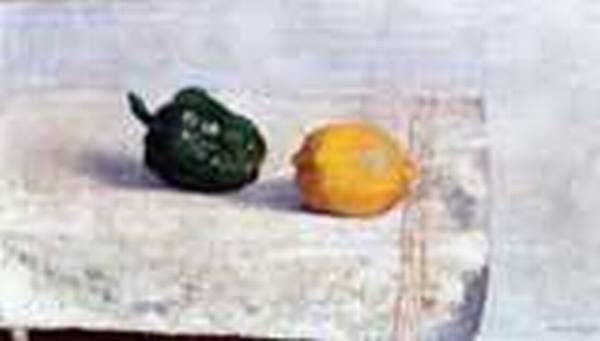 Pepper and Lemon on a White Tablecloth 1901